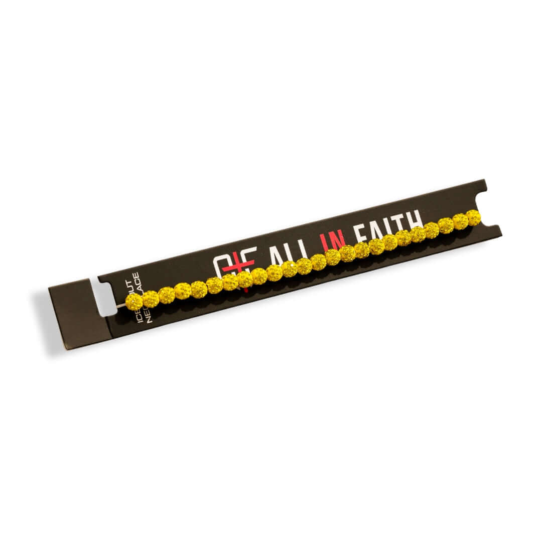 Banana Yellow Iced Out Baseball Bead Necklace