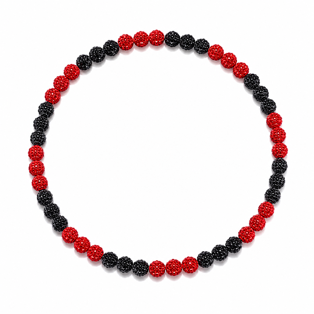 Red Slugger Iced Out Baseball Bead Necklace | Black & Red