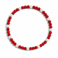 Red Zone Iced Out Baseball Bead Necklace | Red & White