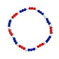 Triple Play Iced Out Baseball Bead Necklace | Orange, White, & Blue