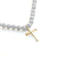 Orbit Iced Out Baseball Bead Necklace | Dark Blue & White