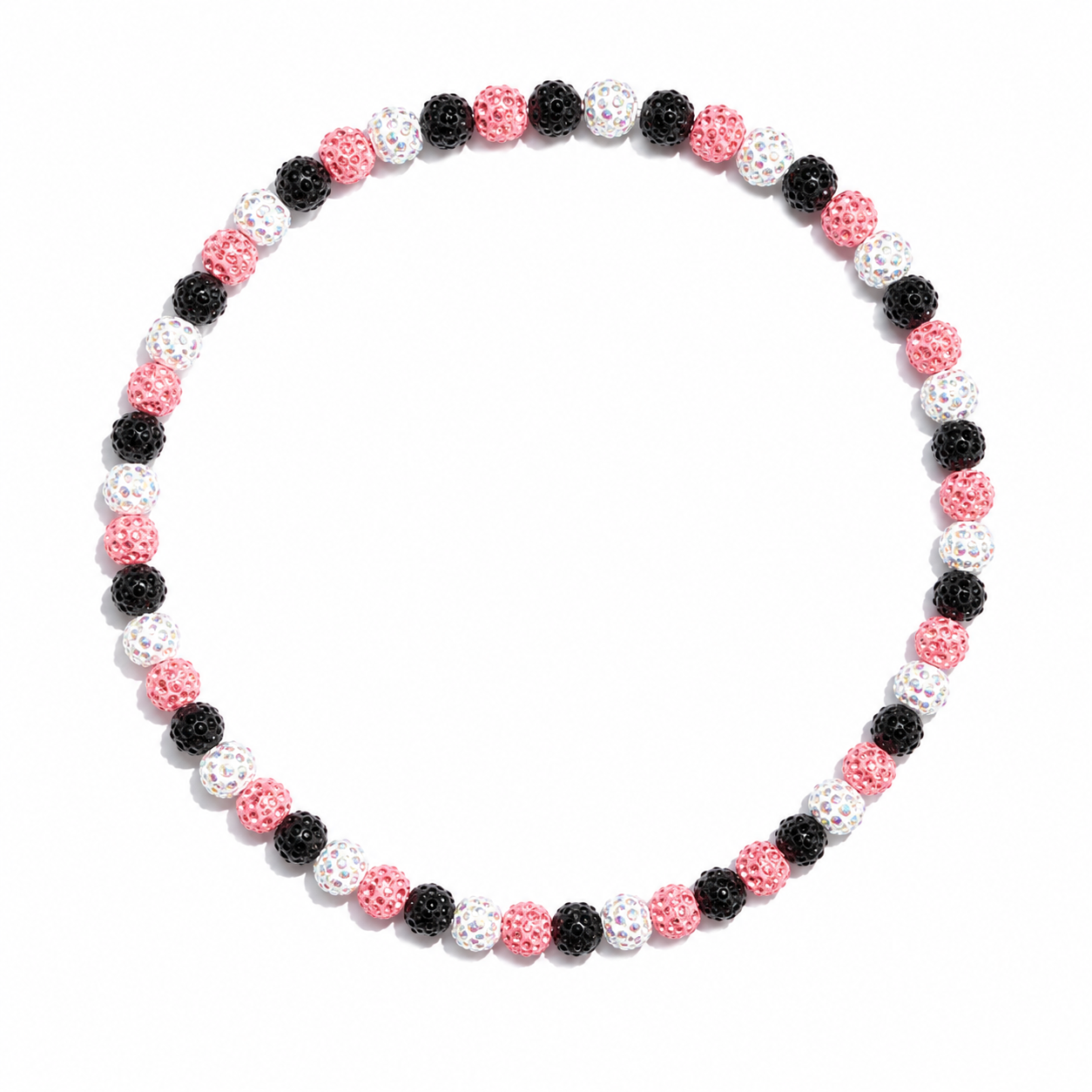 Big League Iced Out Baseball Bead Necklace | Black, Pink, & White