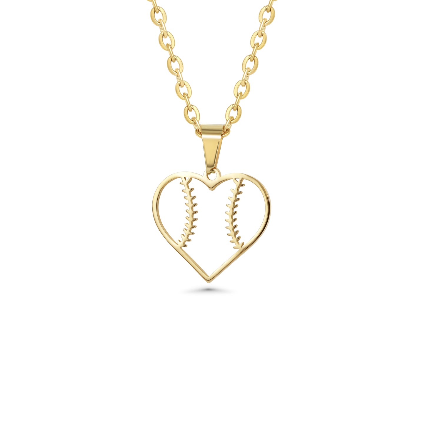 Heart Seams Baseball Necklace