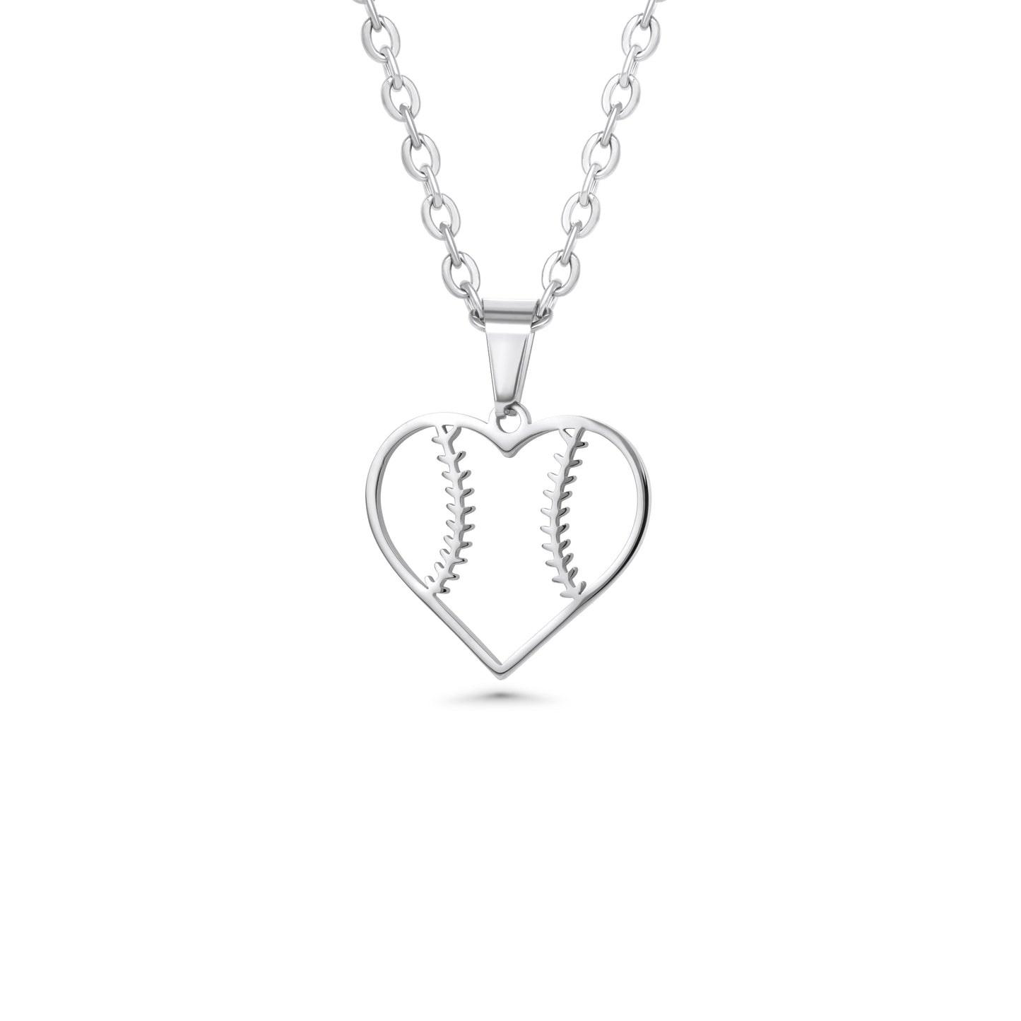 Heart Seams Baseball Necklace