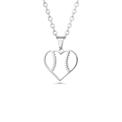 Heart Seams Baseball Necklace