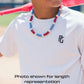 Royal Slugger Iced Out Baseball Bead Necklace | Light Blue & White