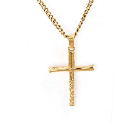 Golden Grip Bat Cross Necklace