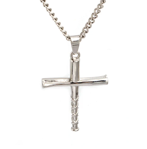 Stainless Grip Bat Cross Necklace